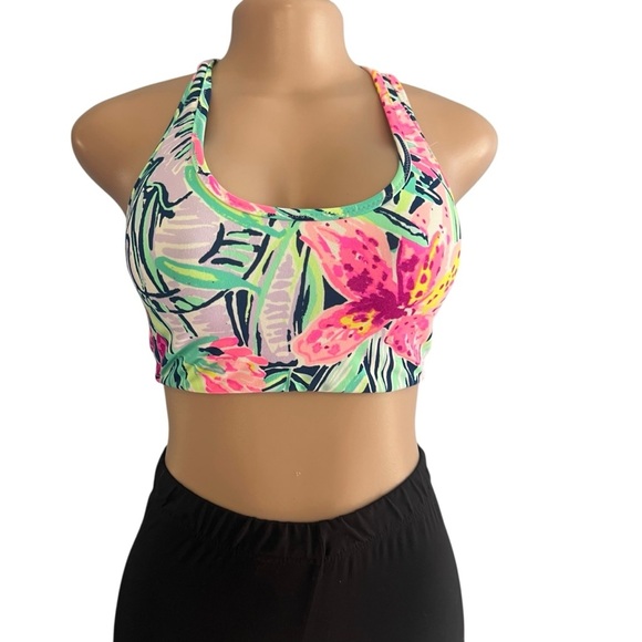 3/$30 🍂 Lilly Pulitzer Sports Bra Luxletic Multicolor Back Scoop Neck - Picture 2 of 7